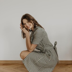 GRIS Puritan Collar Dress L グリ　ワンピ 1920s linen dress in grey with puritan collar – LaVieDelight