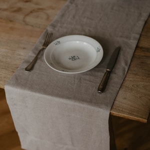 Natural linen table runner. Pre-washed and softened linen table runner
