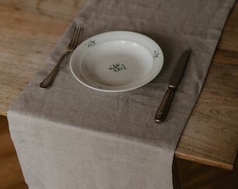 Natural linen table runner. Pre-washed and softened linen table runner