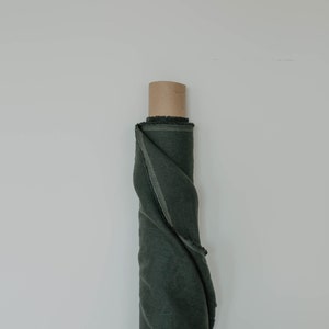 Forest Green softened Linen fabric cut by Meter by Yard for Sewing