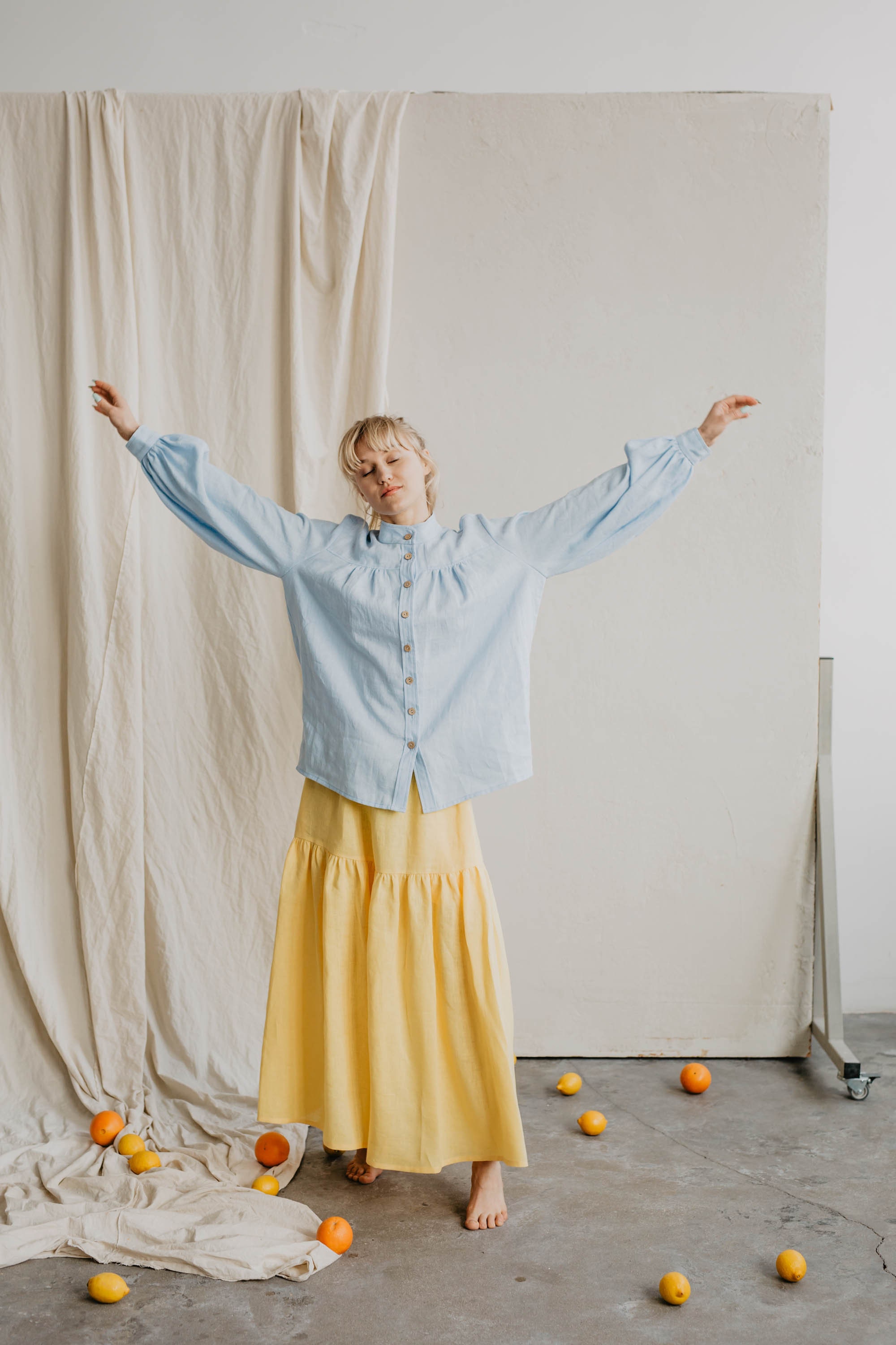 Jupe Longue Femme John Wear – Lin Et Rayonne, Taille 6/S, Coloris Ivoire/jaune Crème, Parfait état