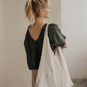 Handmade Linen Tote Bag – Natural Tie-Dye Beach Bag, Lightweight & Sturdy Shopping Bag - View #8