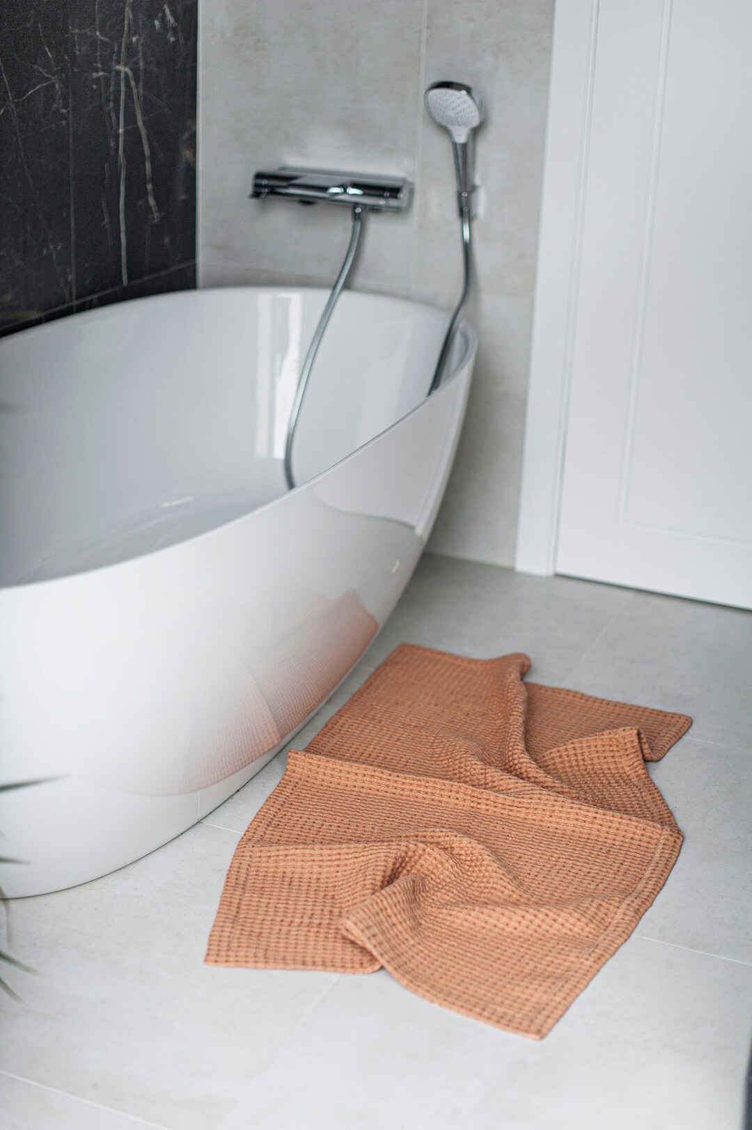 Waffle Linen Bath Mat. Linen Bath Mat. Absorbent & High Quality Bath Mat - Etsy