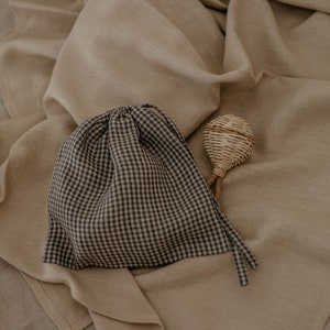 Linen storage bag. Drawstring linen bag. Reusable linen produce bag. Zero-waste bag