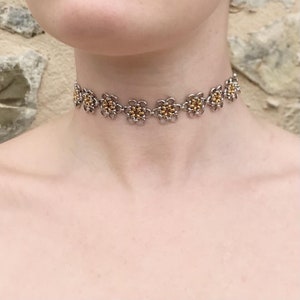 Daisy chain maille choker necklace