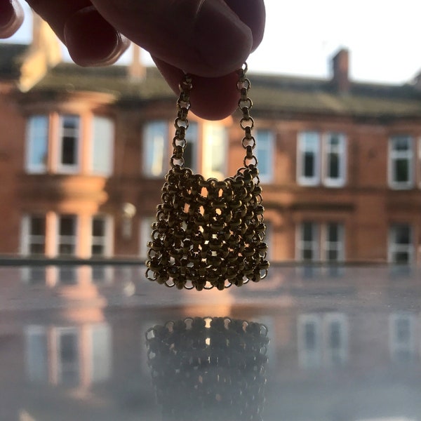 Tiniest gold chainmaille bag