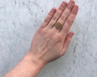 Gold square chainmaille ring