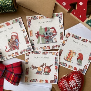 4 cartes de vœux/de Noël recto verso inspirées de l'univers manga !