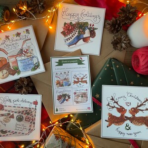 Lot de 4 cartes de vœux artisanales pour les fêtes de fin d'année : Une attention originale pour vos proches.
