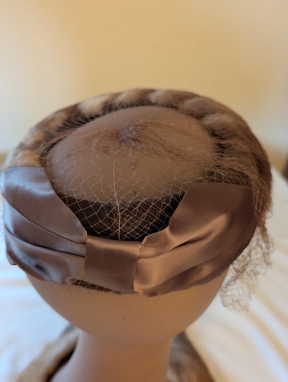 Mink & Net Pillbox Topper Hat - image 4