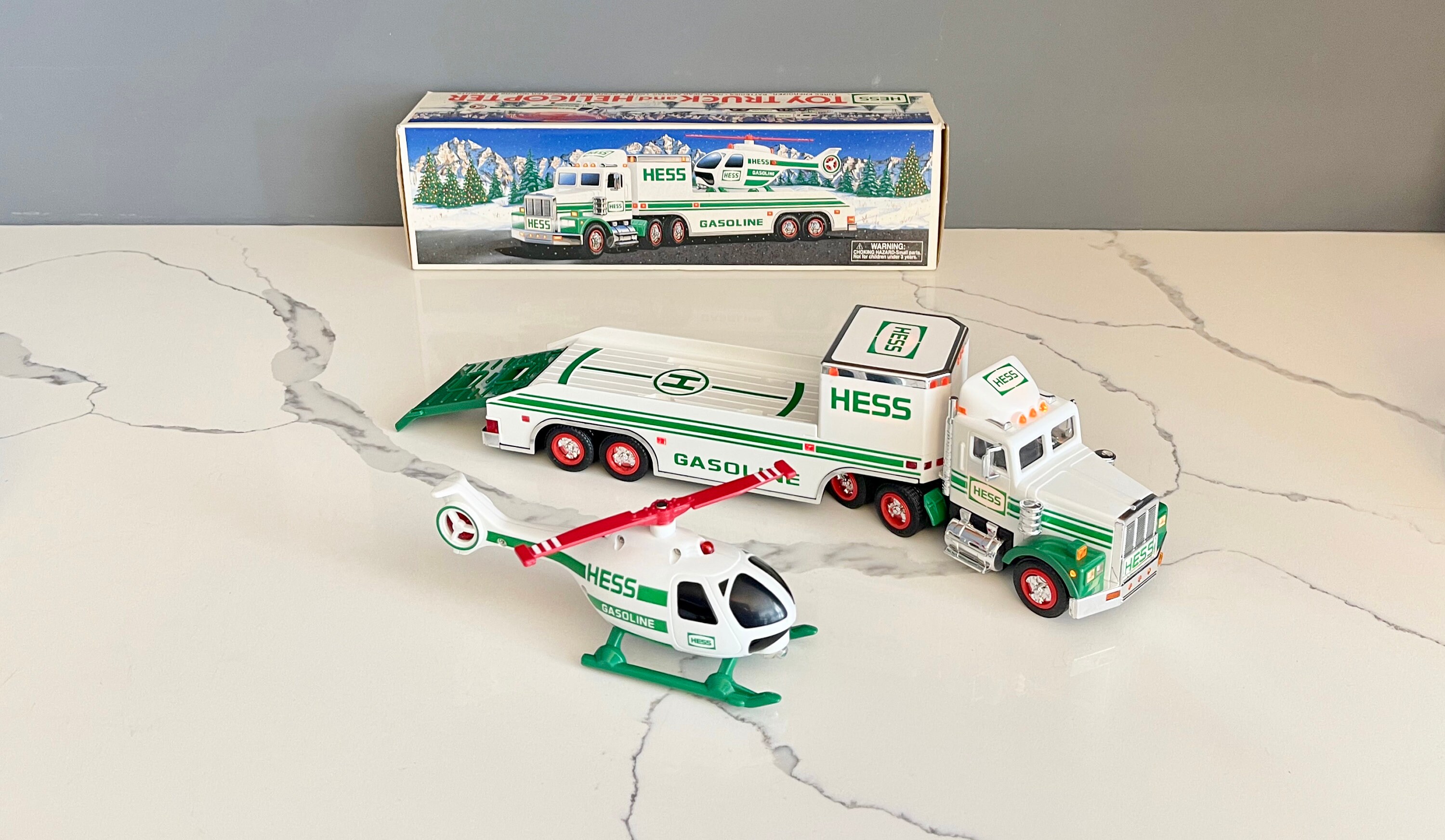 1995 Hess Truck and Helicopter, Collectible Toy Truck, Original