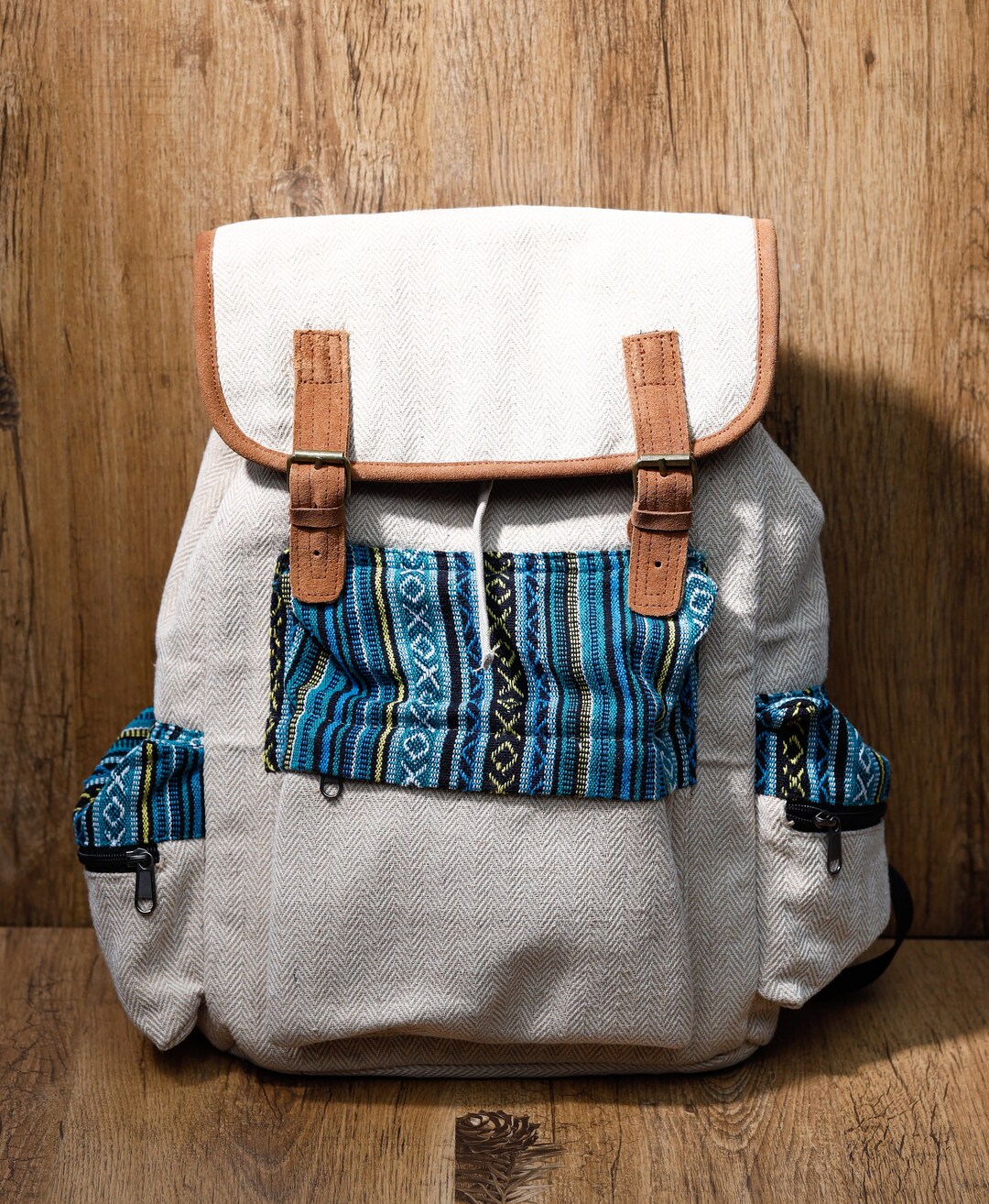Backpack: Handcrafted With Leather Straps, Adjustable Drawstring, and ...