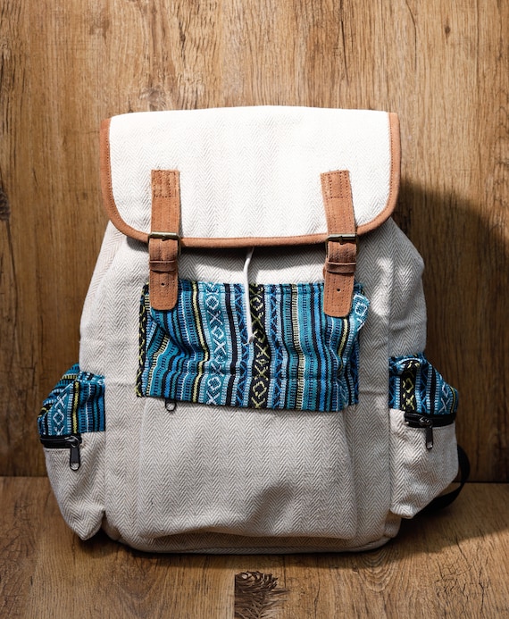 Backpack: Handcrafted with Leather Straps, Adjustable Drawstring, and Spacious Interior for Hiking, School, and More