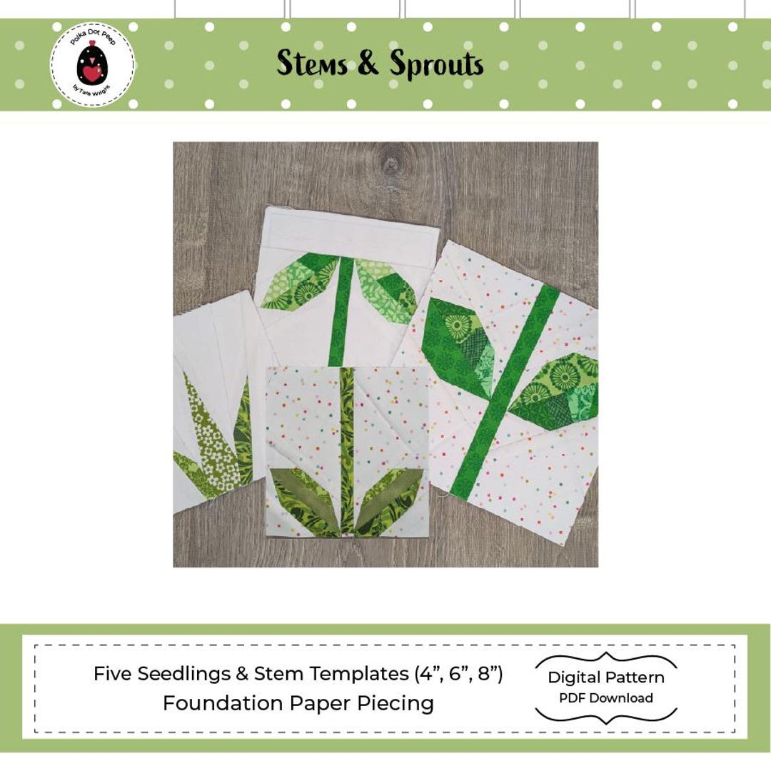 STEMS & SPROUTS Quilt Blocks - Five 6" Leafy Foundation Paper Piecing ...