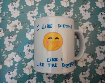 Political Satire Mug, Hand-Painted Emoji Design