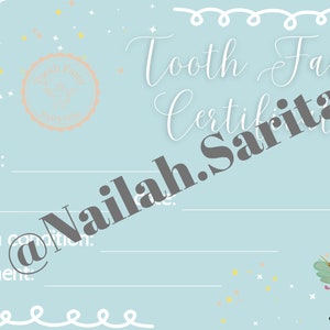 Tooth Fairy Certificate