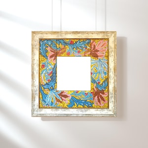 Tile Wall Mirror – Hand-Painted Ceramic Frame, Mediterranean Boho Decor, 46×46 cm – Unique Artisan Home Accent by Atelier Regi