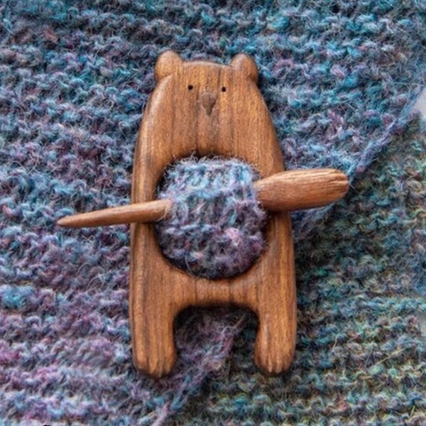 Cute Animal Shape Wooden Brooch | Wood Bear Cat Shawl Sweater Pin Buckle