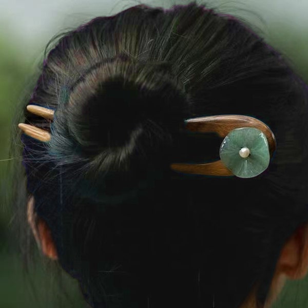 Ebony U-shaped Hairpin | Wooden Hair Fork | Hair Pin for Thick Hair | Gift for Her