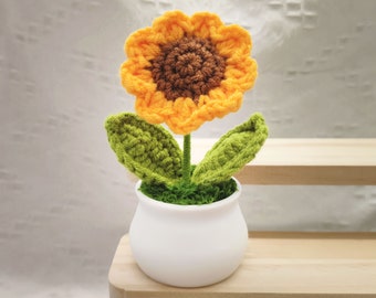 Crochet Mini Sunflowers Decoration, Knitted Flowers Home Table Decor, Ornaments Birthday Gift, Gift for her