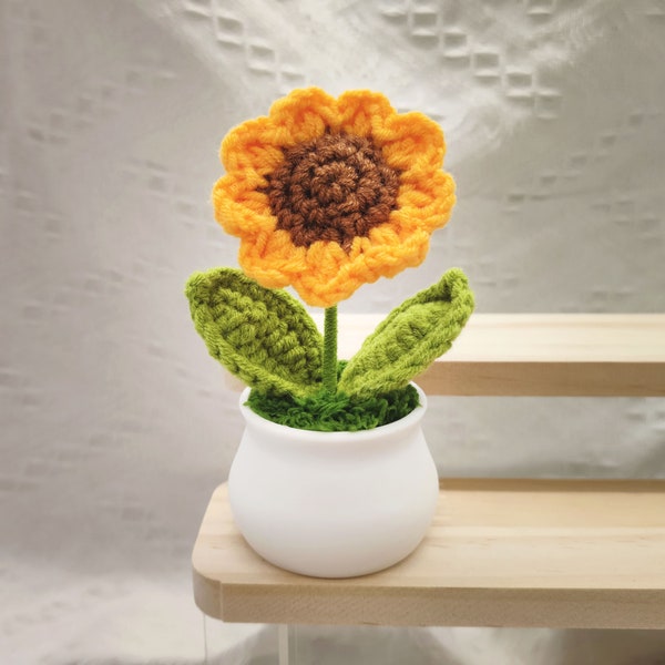 Crochet Mini Sunflowers Decoration, Knitted Flowers Home Table Decor, Ornaments Birthday Gift, Gift for her