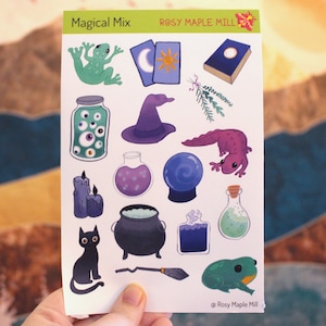 Magical Mix Witchy Sticker Sheet | October 2023 Halloween Witch Sticker Sheet for Planners and Journals