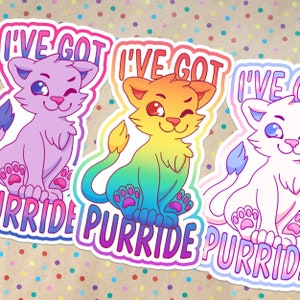 Pegatinas de león de bandera del orgullo LGBTQ / Calcomanías de vinilo LGBTQ brillantes y holográficas para computadoras portátiles y botellas de agua