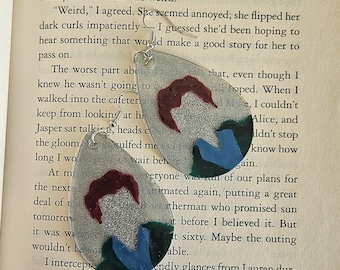 The Hair earrings - Hand painted unique earrings - jewelry inspired by sparkling broody vampires - hoa hoa hoa