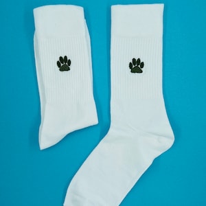 Paw | Embroidered socks tennis socks white cotton with dog paw