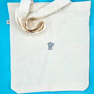 Kaffeekanne | Bestickte Bio Baumwoll Tasche