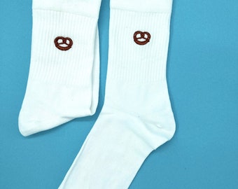 Brezn | Bestickte Socken Tennissocken Weiß Baumwolle Oktoberfest