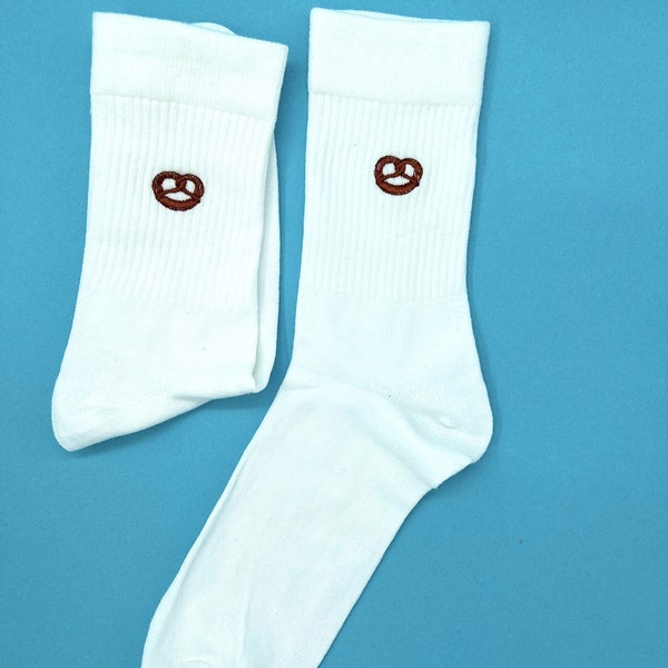 Brezn | Bestickte Socken Tennissocken Weiß Baumwolle Oktoberfest