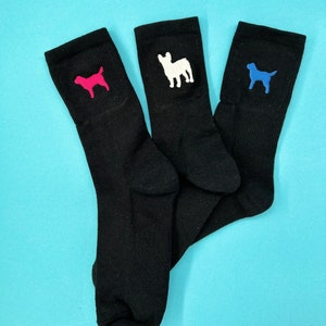 Dog Set | Embroidered Socks Tennis Socks Black Cotton Sock Set with Dog Design