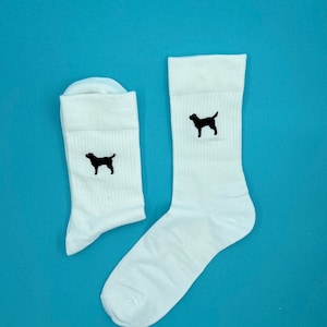 Labrador | Embroidered Socks Tennis Socks White Cotton Dog
