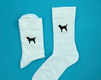 Labrador | Bestickte Socken Tennissocken Weiß Baumwolle Hund