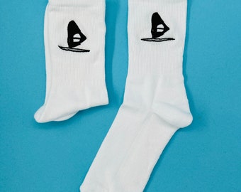 Windsurfing | Bestickte Socken Tennissocken Weiß Baumwolle Windsurfing