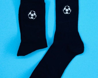 Fußball | Bestickte Socken Tennissocken Schwarz Baumwolle mit gesticktem Fußball