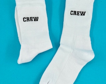 Crew | Bestickte Socken Tennissocken Weiß Baumwolle