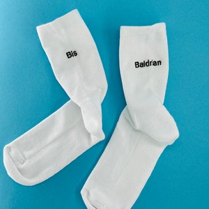 Bis Baldrian Bestickte Socken Tennissocken Weiß mit Spruch Bild 1