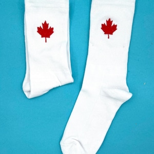 Kanada Ahornblatt | Bestickte Socken Tennissocken Weiß Baumwolle