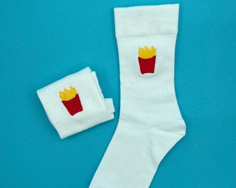 Pommes | Bestickte Socken Tennissocken Weiß Baumwolle