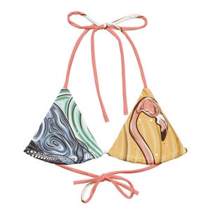 Pink Flamingo String Bikini Top | Sunshine Octopus Women’s Swimsuit Separates