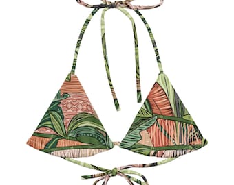 Tropisches Regenwald-String-Bikini-Oberteil | Green Jungle Damen Badeanzug Trennt