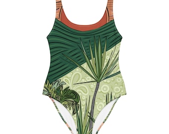 Traje de banho tropical Rainforest | Traje de banho feminino de uma peça Green Jungle