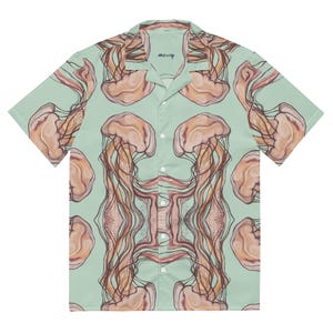 Jellyfish Tentacles Hawaiian Shirt | Watercolor Sea Jellies Beach Button Down Shirt