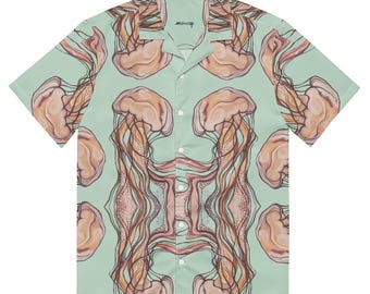 Quallen Tentakel Hawaiihemd | Aquarell Sea Jellies Strand Button-Down-Shirt