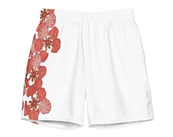 Extravagante Blumen-Badehose | Flammenbaum Blumendruck Herren Badeshorts