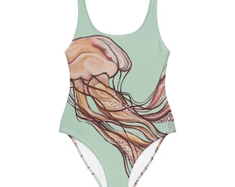 Badpak met kwallententakels | Watercolour Sea Jellies-badpak uit één stuk