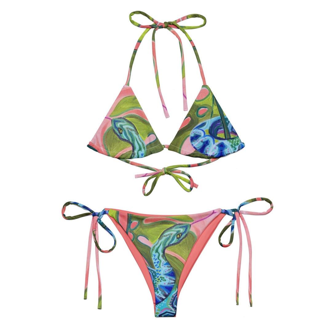 classic snakes crisscross bra-style bikini top Images... Tropical Snake String Bikini Set | Rainforest Reptile Women's Swimsuit ...