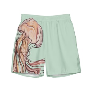 Kwallen Tentakels Zwembroek | Watercolour Sea Jellies-zwemshort voor heren